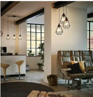 Lámpara colgante diseño geométrico de color negro