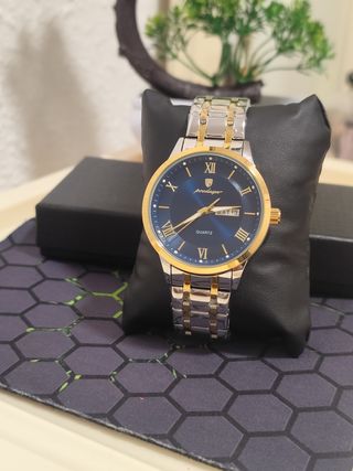 Reloj Poedagar Hombre Azul y Dorado