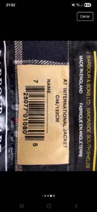 Chaqueta Barbour International Negra