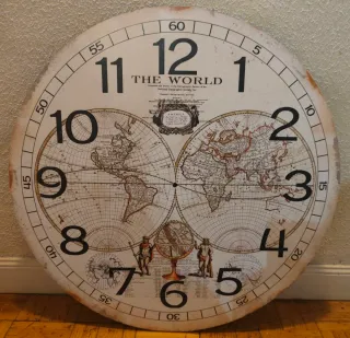 Esfera Reloj Pared Mundo Mapa Vintage