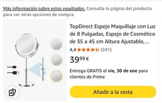 Espejo Maquillaje TopDirect 8 con Luz