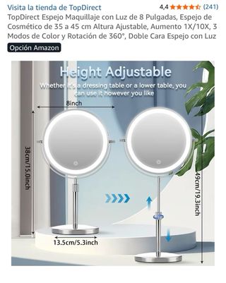 Espejo Maquillaje TopDirect 8 con Luz