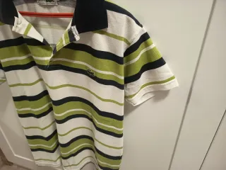 Camiseta Lacoste Rayas Verde y Blanca