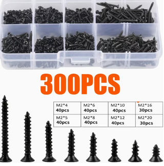 300 Tornillos Autorroscantes M2 Negros