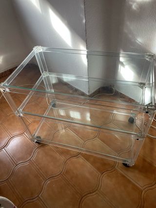 Mesa auxiliar metacrilato 2 estantes