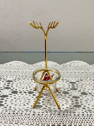 Portacandele Cervo Oro Vetro Metallo Nuovo