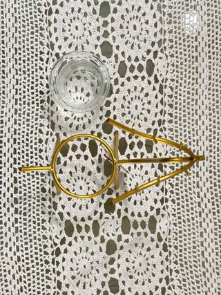 Portacandele Cervo Oro Vetro Metallo Nuovo