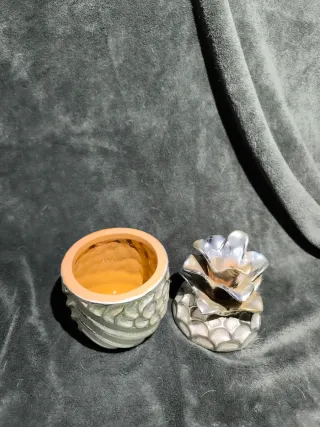 Piña Decorativa Plateada Joyero