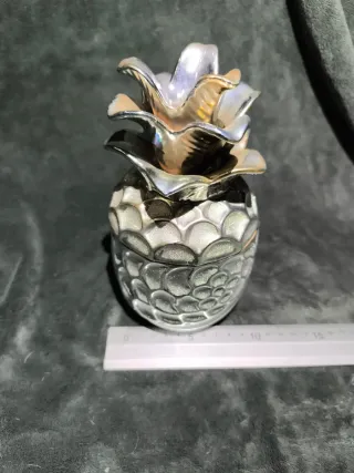 Piña Decorativa Plateada Joyero
