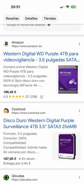 Disco Duro WD Purple Surveillance 4TB Interno