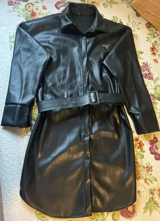 Vestido Prada Cuero Sintético Negro