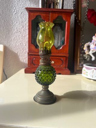 2 Lámparas Aceite Miniatura Vintage Vidrio