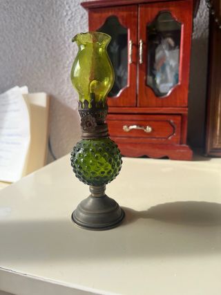 2 Lámparas Aceite Miniatura Vintage Vidrio
