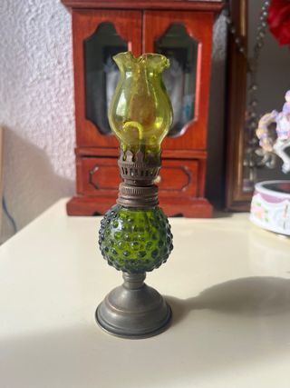 2 Lámparas Aceite Miniatura Vintage Vidrio