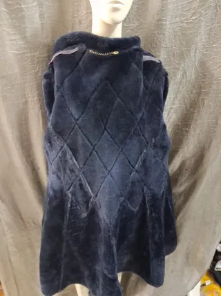 Montone donna shearling blu/grigio taglia 46. 48