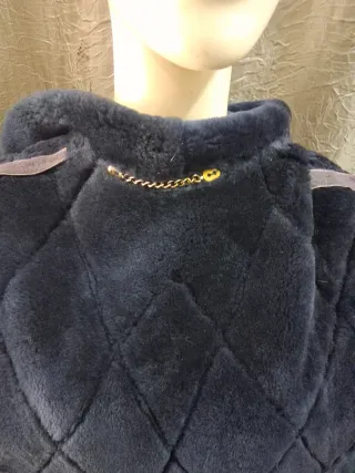 Montone donna shearling blu/grigio taglia 46. 48