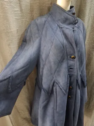 Montone donna shearling blu/grigio taglia 46. 48