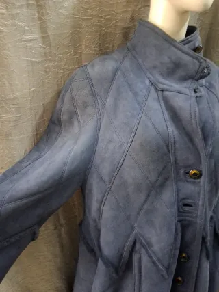 Montone donna shearling blu/grigio taglia 46. 48