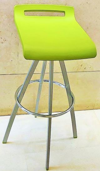 Taburete alto verde y plateado