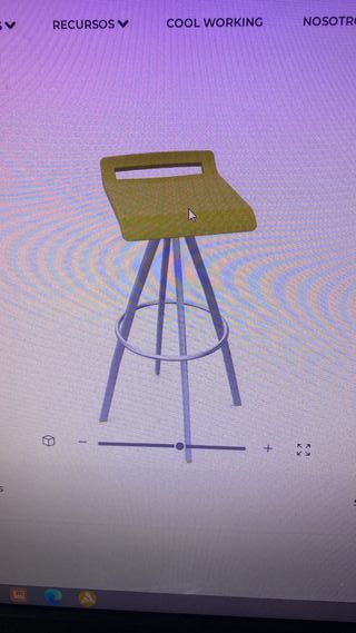 Taburete alto verde y plateado