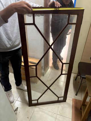 Puerta antigua madera y cristal Sapelly