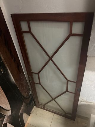 Puerta antigua madera y cristal Sapelly