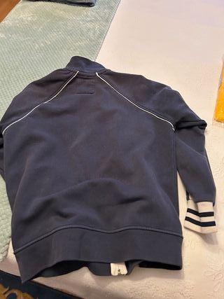 Sudadera Hombre Azul con bandas blancas