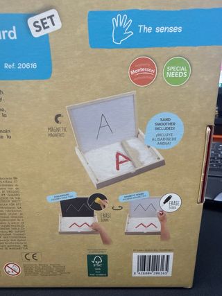 Pizarra Akros Montessori, arena y pizarra escribir