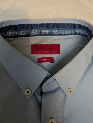 Camisa Zara Slim Fit Talla M Azul