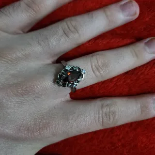 Anillo Plata con Piedra Roja