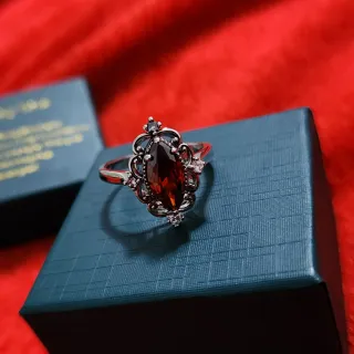 Anillo Plata con Piedra Roja