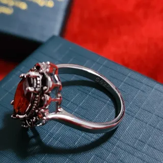 Anillo Plata con Piedra Roja