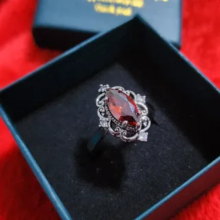 Anillo Plata con Piedra Roja