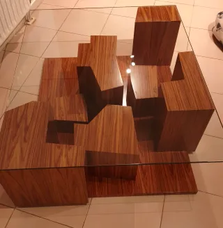 Mesa Centro Diseño Ferrachi Casa Cristal Madera