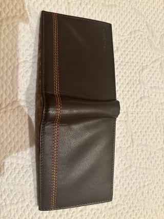 Cartera de piel Dos Caballos marrón