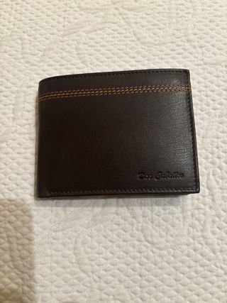 Cartera de piel Dos Caballos marrón