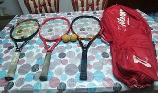Lote 3 raquetas frontón y paletero Wilson