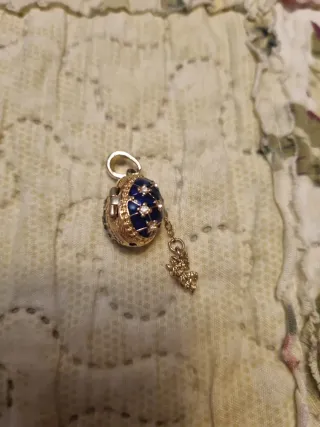 Colgante relicario vintage azul con angelito