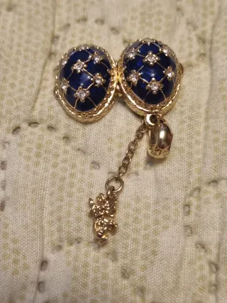 Colgante relicario vintage azul con angelito