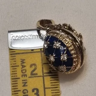 Colgante relicario vintage azul con angelito