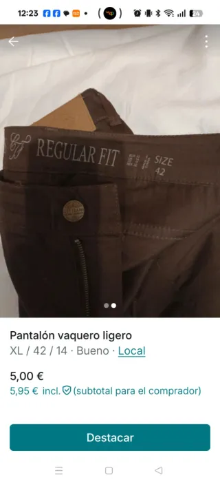 Pantalón vaquero ligero marrón XL