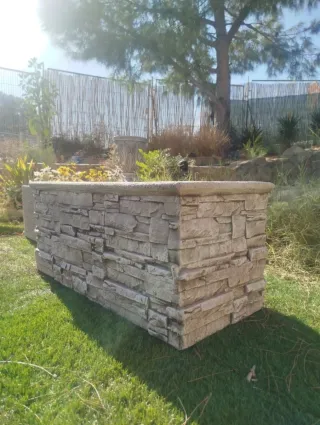 Jardinera rectangular jardín piedra exterior lajas