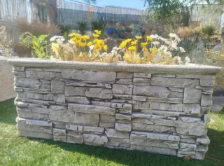 Jardinera rectangular jardín piedra exterior lajas