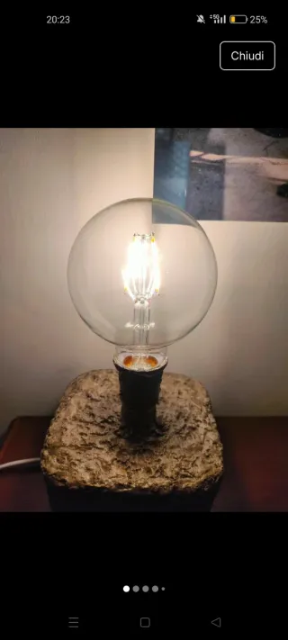 Lampada LED artigianale design nuova in pietra