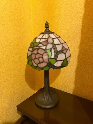 Lámpara artesanal cristal emplomado flor