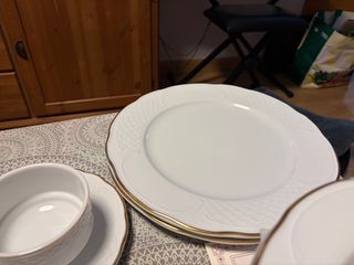 Vajilla Porcelana Bidasoa gama alta Filo Oro 24k