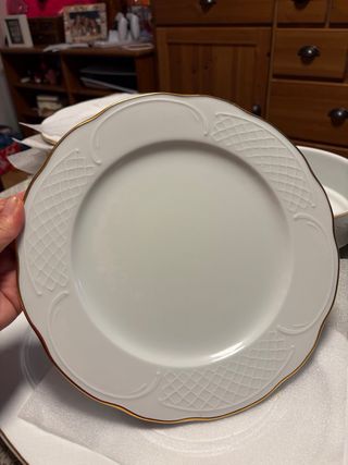 Vajilla Porcelana Bidasoa gama alta Filo Oro 24k