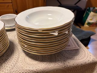 Vajilla Porcelana Bidasoa gama alta Filo Oro 24k