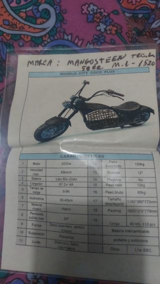 Moto eléctrica chopper 2000W 45 km/h