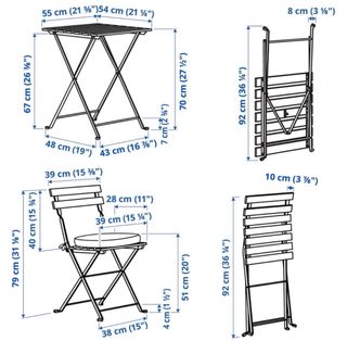 Conjunto mesa y 2 sillas exterior + cojines